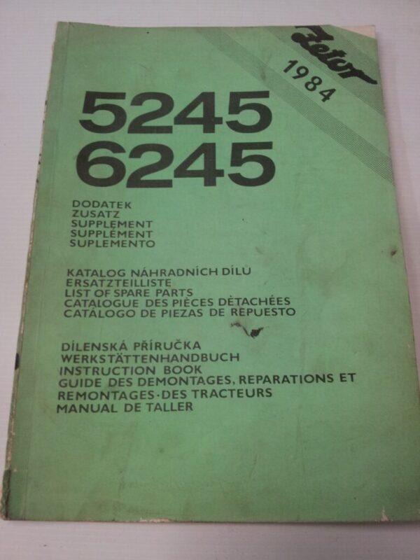 Zetor 5245 Supplement Parts List