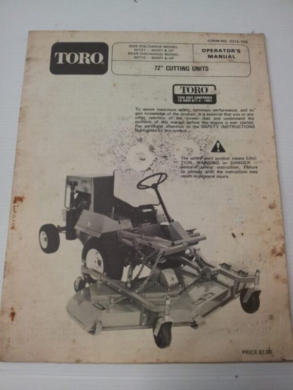 Toro 30721-60001 & up Operators Manual