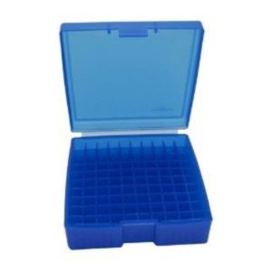 blue plastic ammo box