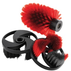 red and black cleaning brushes