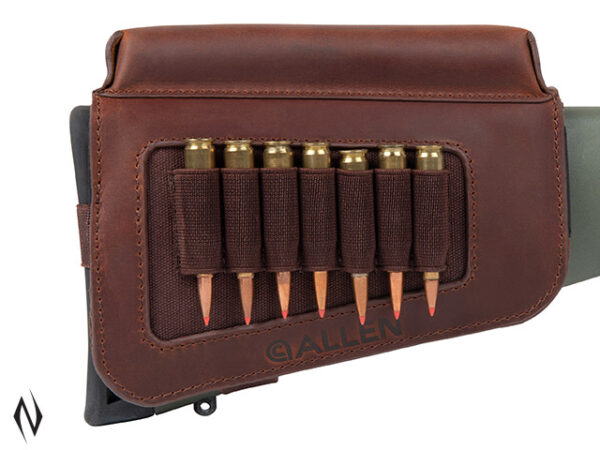 ALLEN BUTT STOCK RIFLE AMMO HOLDER WESTCLIFF LEATHER + CHEEK PIECE 7 RNDS