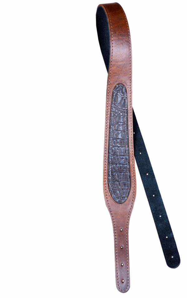 60mm Tapered Genuine Leather Croc Print Inlay Gun Sling