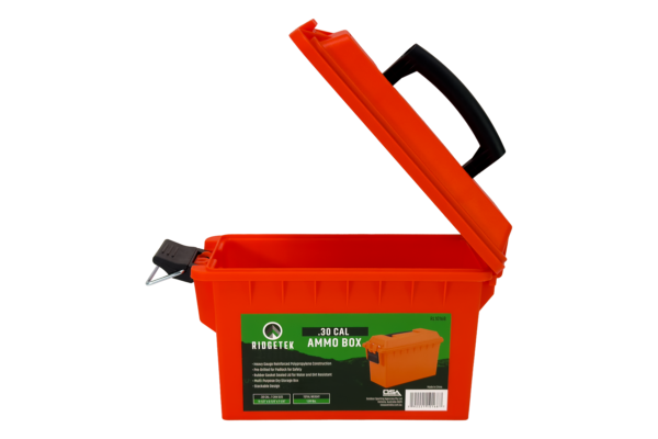 Ridgetek .30Cal Ammo Box Emergency orange (12 Carton) Inc Padlock